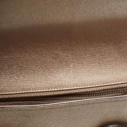 Pre Owned Gucci Metallic Beige Leather Bright Bit Clutch