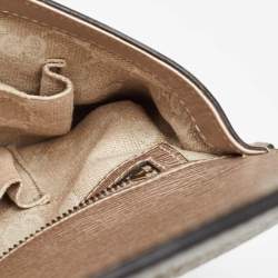 Pre Owned Gucci Metallic Beige Leather Bright Bit Clutch