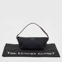 Pre Owned Gucci Black GG Canvas Web Boat Pochette