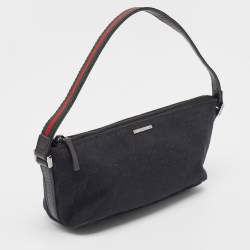 Pre Owned Gucci Black GG Canvas Web Boat Pochette