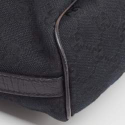 Pre Owned Gucci Black GG Canvas Web Boat Pochette