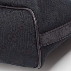 Pre Owned Gucci Black GG Canvas Web Boat Pochette