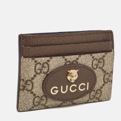 Pre Owned Gucci Beige/Ebony GG Supreme Canvas and Leather Neo Vintage Card Holder