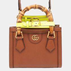 Gucci Brown Leather Mini Bamboo Diana Tote Bag