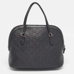 Pre Owned Gucci Black Guccissima Leather Dome Bag