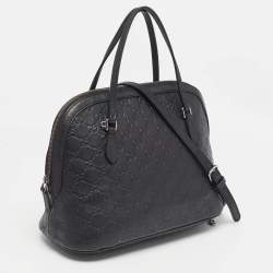 Pre Owned Gucci Black Guccissima Leather Dome Bag