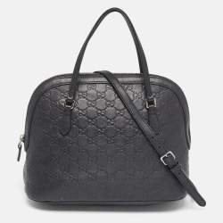 Pre Owned Gucci Black Guccissima Leather Dome Bag