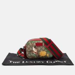 Pre Owned Gucci Red/Beige GG Supreme Canvas and Leather Tian Camera Crossbody Bag