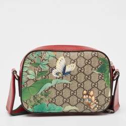 Pre Owned Gucci Red/Beige GG Supreme Canvas and Leather Tian Camera Crossbody Bag