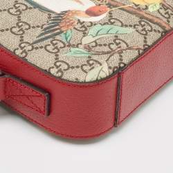 Pre Owned Gucci Red/Beige GG Supreme Canvas and Leather Tian Camera Crossbody Bag