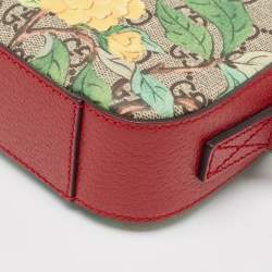 Pre Owned Gucci Red/Beige GG Supreme Canvas and Leather Tian Camera Crossbody Bag