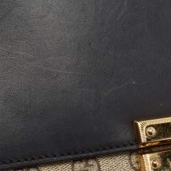 Pre Owned Gucci Beige/Black GG Supreme Canvas and Leather Medium Padlock Shoulder Bag