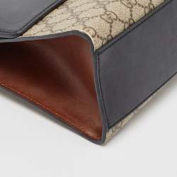 Pre Owned Gucci Beige/Black GG Supreme Canvas and Leather Medium Padlock Shoulder Bag