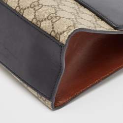 Pre Owned Gucci Beige/Black GG Supreme Canvas and Leather Medium Padlock Shoulder Bag