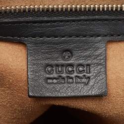 Pre Owned Gucci Beige/Black GG Supreme Canvas and Leather Medium Padlock Shoulder Bag