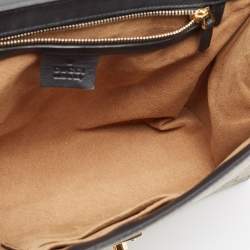 Pre Owned Gucci Beige/Black GG Supreme Canvas and Leather Medium Padlock Shoulder Bag