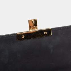 Pre Owned Gucci Beige/Black GG Supreme Canvas and Leather Medium Padlock Shoulder Bag