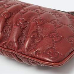 Pre Owned Gucci Brick Brown Guccissima Leather Wristlet Clutch