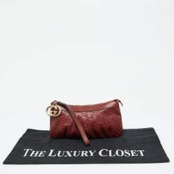 Pre Owned Gucci Brick Brown Guccissima Leather Wristlet Clutch