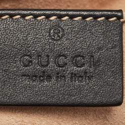 Pre Owned Gucci Black/Beige GG Supreme Canvas and Leather Small Padlock Bee Tote