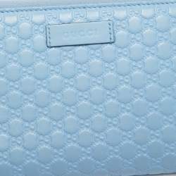 Gucci Blue Microguccissima Leather Zip Around Wallet