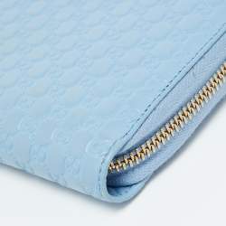 Gucci Blue Microguccissima Leather Zip Around Wallet