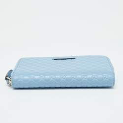 Gucci Blue Microguccissima Leather Zip Around Wallet