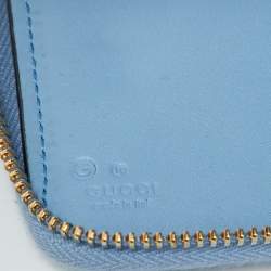 Gucci Blue Microguccissima Leather Zip Around Wallet