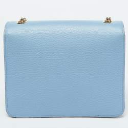 Pre Owned حقيبة كتف غوتشي G متداخلة جلد أزرق صغيرة