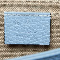 Pre Owned حقيبة كتف غوتشي G متداخلة جلد أزرق صغيرة