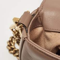 Pre Owned Gucci Dusty Pink Matelassé Leather Mini GG Marmont Top Handle Bag