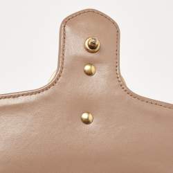 Pre Owned Gucci Dusty Pink Matelassé Leather Mini GG Marmont Top Handle Bag