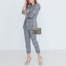 Pre Owned Gucci Grey Leather Small Dollar Interlocking G Crossbody Bag