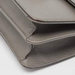 Pre Owned Gucci Grey Leather Small Dollar Interlocking G Crossbody Bag