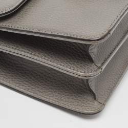 Pre Owned Gucci Grey Leather Small Dollar Interlocking G Crossbody Bag