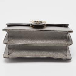 Pre Owned Gucci Grey Leather Small Dollar Interlocking G Crossbody Bag