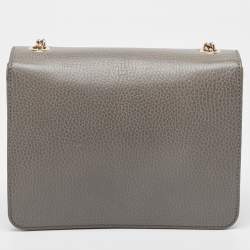 Pre Owned Gucci Grey Leather Small Dollar Interlocking G Crossbody Bag