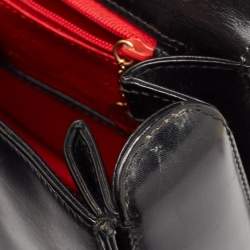 Pre Owned Gucci Black Leather Vintage Bamboo Top Handle Bag