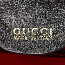 Pre Owned Gucci Black Leather Vintage Bamboo Top Handle Bag