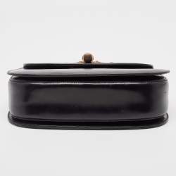 Pre Owned Gucci Black Leather Vintage Bamboo Top Handle Bag