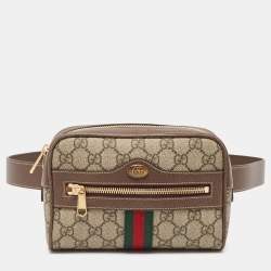 Gucci Beige/Ebony GG Supreme Canvas and Leather Small Ophidia Belt Bag