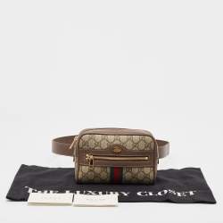 Gucci Beige/Ebony GG Supreme Canvas and Leather Small Ophidia Belt Bag