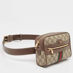 Gucci Beige/Ebony GG Supreme Canvas and Leather Small Ophidia Belt Bag