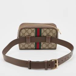 Gucci Beige/Ebony GG Supreme Canvas and Leather Small Ophidia Belt Bag