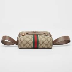 Gucci Beige/Ebony GG Supreme Canvas and Leather Small Ophidia Belt Bag