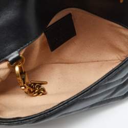 Pre Owned Gucci Black Matelassé Leather GG Marmont Super Mini Shoulder Bag