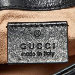 Pre Owned Gucci Black Matelassé Leather GG Marmont Super Mini Shoulder Bag