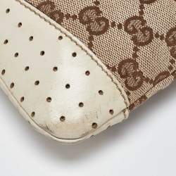 Pre Owned Gucci Beige GG Canvas and Leather Crossbody Bag