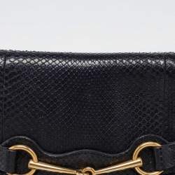 Pre Owned Gucci Black Snakeskin Bright Bit Clutch