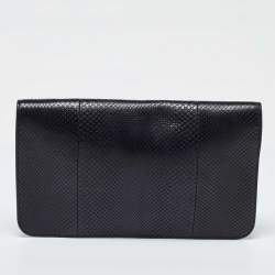 Pre Owned Gucci Black Snakeskin Bright Bit Clutch